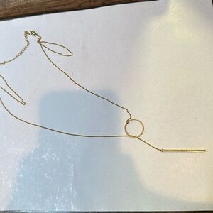 Gold plate necklace with circle and pendant drop